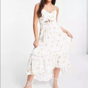 Hollister Floral Cut-Out Midi Dress